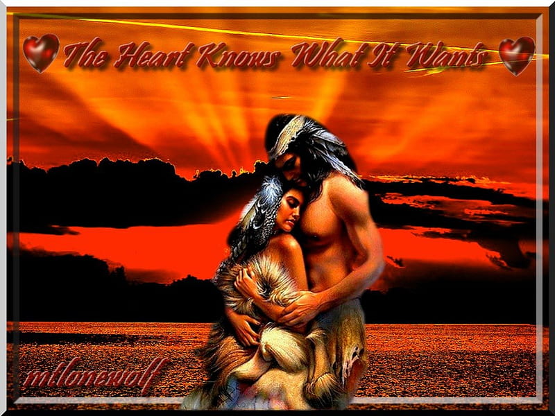 The Heart Knows, scenic, together, philosophy, adore, bonito, sunset, native american, american, poetic, desire, loyalty, sacred, commitment, love, siempre, sunrise, union, couple, romance, poetry, indian, religion, mtlonewolf, sky, vista, bond, deep, passion, nature, native, HD wallpaper