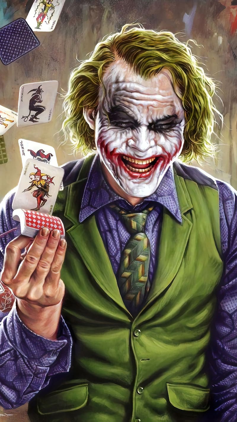 Joker Animation, joker , animation, art work, cards, heath ledger, laugh, HD phone wallpaper