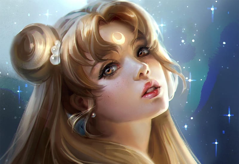 Serenity, fantasy, frumusete, girl, luminos, sailor moon, face, june ...