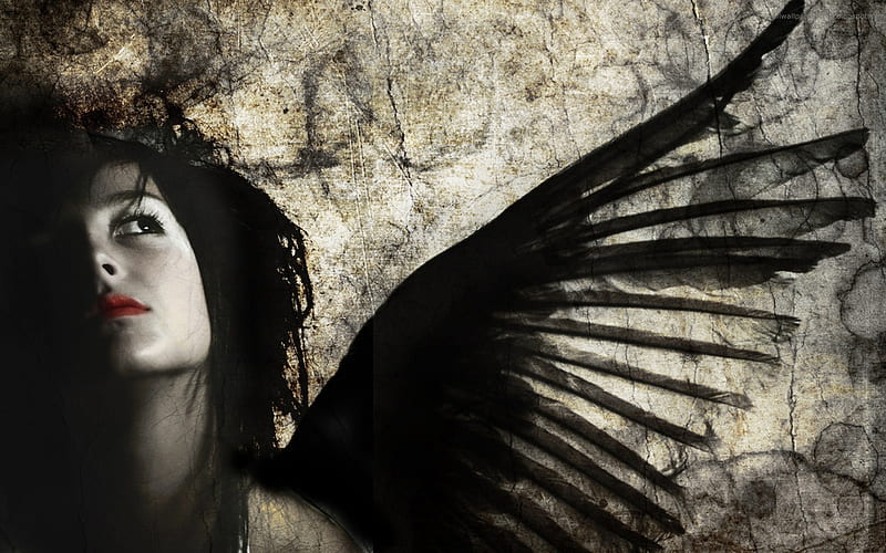 Pensive Angel, wings, brooding, angel, dark, HD wallpaper