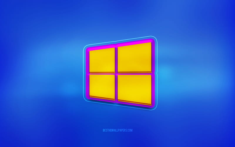 Windows 10 3D logo, blue background, Windows, multicolored logo, Windows 10 logo, 3D emblems, HD wallpaper