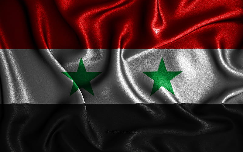 Syrian flag silk wavy flags, Asian countries, national symbols, Flag of Syria, fabric flags, Syria flag, 3D art, Syria, Asia, Syria 3D flag, HD wallpaper