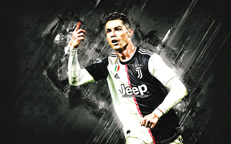 Cristiano Ronaldo, portrait, football star, Juventus FC, stone background, creative art, CR7, Ronaldo Juventus, HD wallpaper