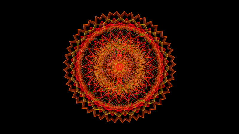 Abstract, Fractal, Circle, Colors, Digital Art, Pattern, orange (Color), HD wallpaper