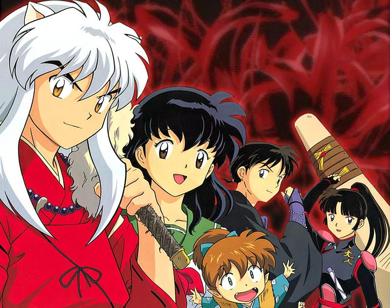 Inuyasha Group, anime, miroku, sango, inuyasha, shippo, sesshomaru, kagome, HD wallpaper