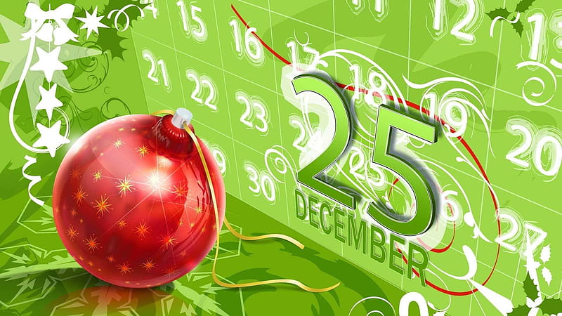 Christmas Countdown With Green Background And Red Ball Christmas Countdown, HD wallpaper