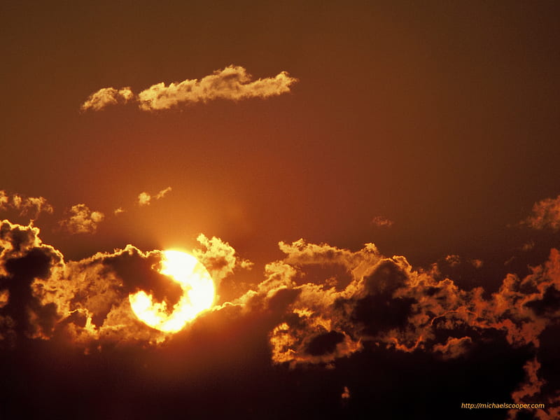 Rising, sun, suns disk, sunrise, clouds, sky, HD wallpaper