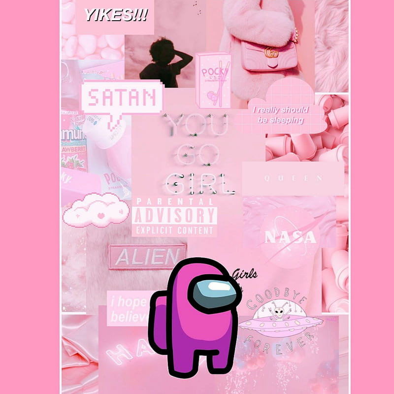 Pink aesthetic, among us, glitters, roblox, HD phone wallpaper