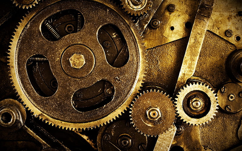 mechanism, Gears, Nuts, Steampunk / and Mobile Background, HD wallpaper