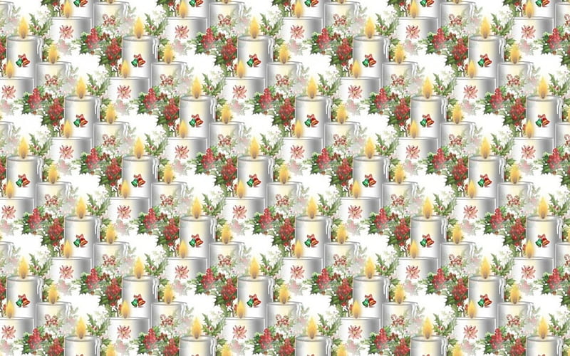Christmas Texture, pattern, red, candle, craciun, christmas, yellow, ball, green, texture, flower, paper, white, HD wallpaper