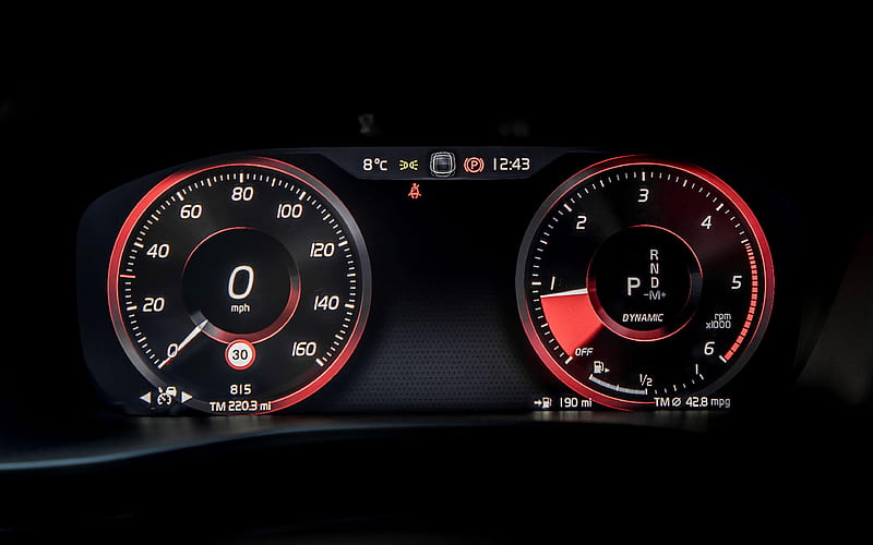 Volvo XC40, dashboard 2018 cars, tachometer, speedometer, XC40, Volvo, HD wallpaper