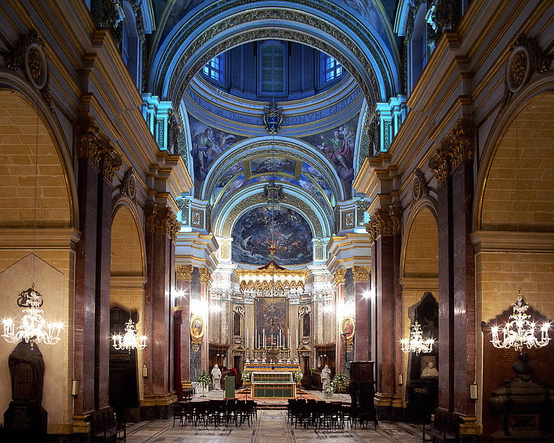 St. Johns Co-Cathedral Valletta Malta, temple, church, blue, HD wallpaper