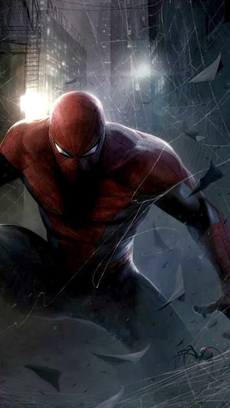 Spider-Man, art, avengers, dark, fantasy, hero, marvel, night, HD phone wallpaper
