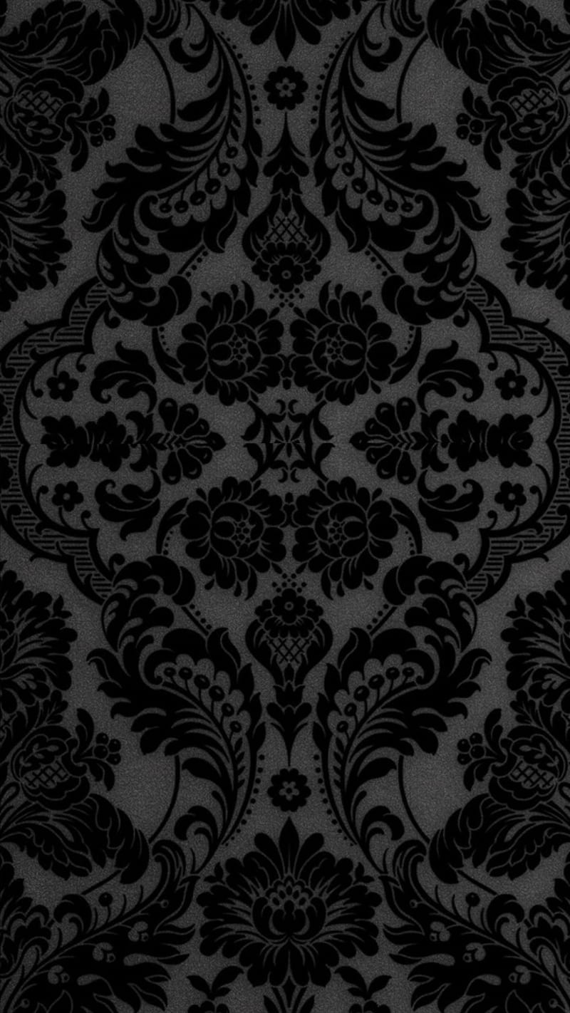 hmm, black, desenho, designs, floral, gray, pattern, texture, tile, vintage, HD phone wallpaper