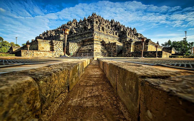 Borobudur, buddhism, Java island, temple complex, chandi, Indonesia, Asia, Indonesian landmarks, HD wallpaper