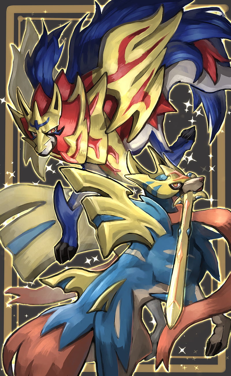 zacian, zacian, zamazenta, and zamazenta (pokemon) drawn by