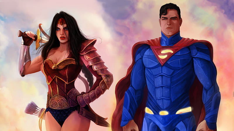 Wonder Woman And Superman , wonder-woman, superman, superheroes, artist, artwork, digital-art, HD wallpaper