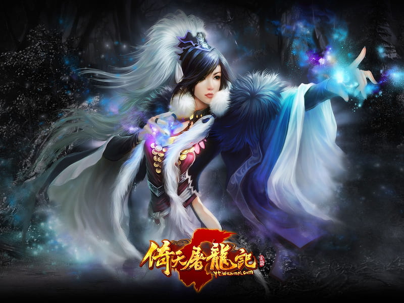 Magic Chinese Girl, female, dress, magic, sexy, dar, chinese girl, fantasy, cool, hot, beauty, black hair, HD wallpaper