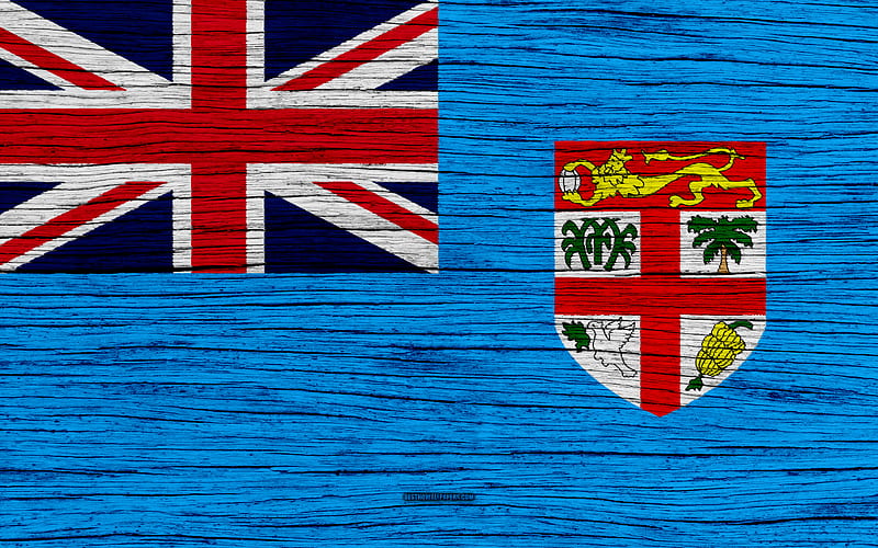 Flag of Fiji Oceania, wooden texture, Republic of Fiji, national symbols, Fiji flag, art, Fiji, HD wallpaper