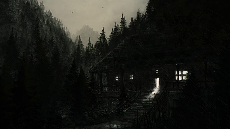 Alone in the dark forest, north, forest, demon, dark, atmopshere, viking, nordic, HD wallpaper