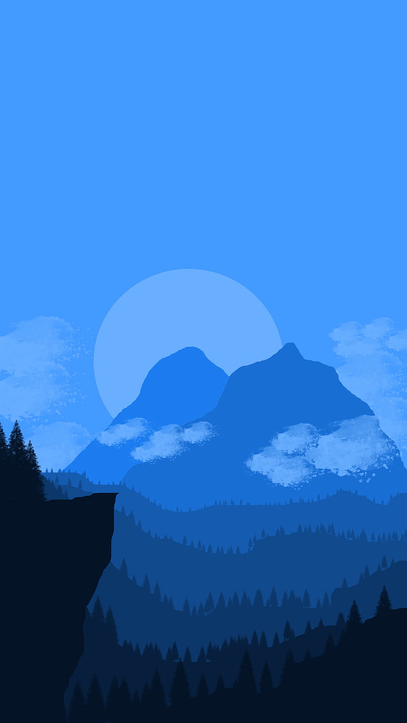 Mountains at dusk, aaron audemard, animated, clouds, landscape, moon ...