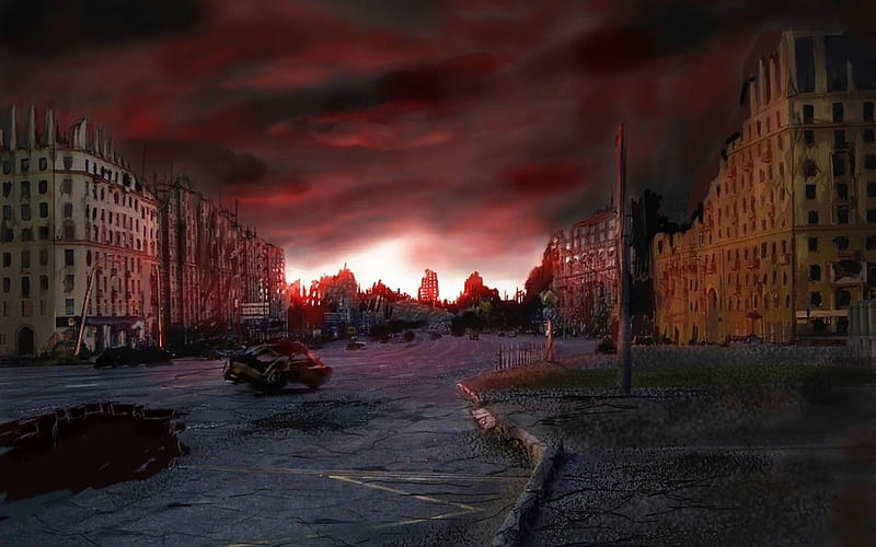 The doomsday After the city-Aftermath world illustrator, HD wallpaper
