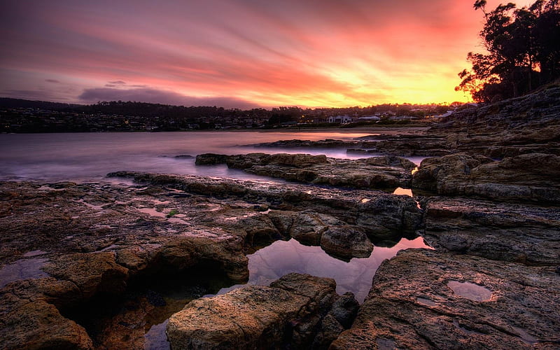 stones plate coast evening-Landscape, HD wallpaper
