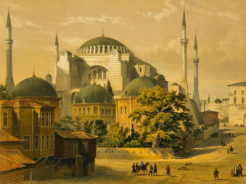 Painting, Dome, Turkey, Mosque, Religious, Hagia Sophia, Mosques, HD wallpaper