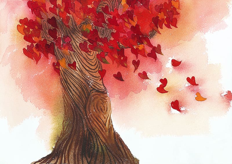 Valentine's Day, Love, Fall, Heart, Artistic, Romantic, HD wallpaper