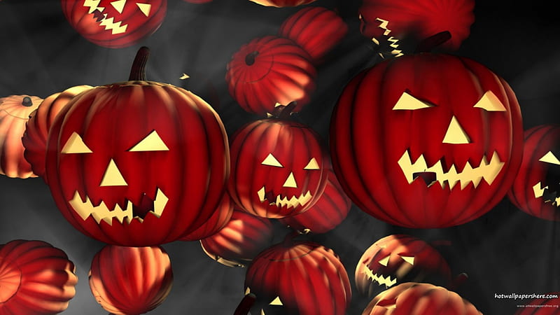 halloween pumpkins suspended, suspended, horror, halloween, pumpkins, HD wallpaper