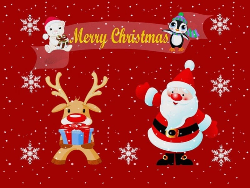 Santa and Friends, santa rudolph and company, father christmas, santa claus, santas greeting, HD wallpaper