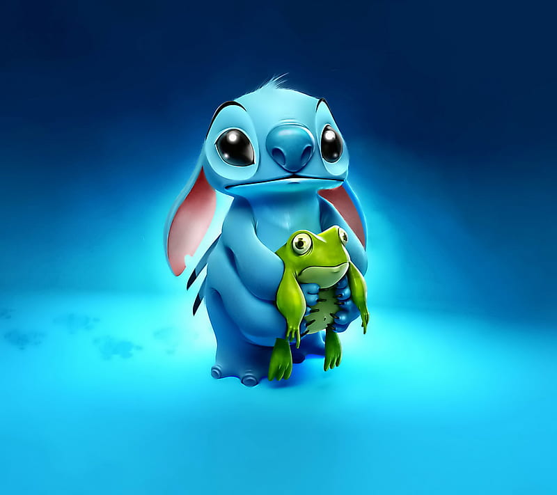 Stitch, cute, frog, HD wallpaper