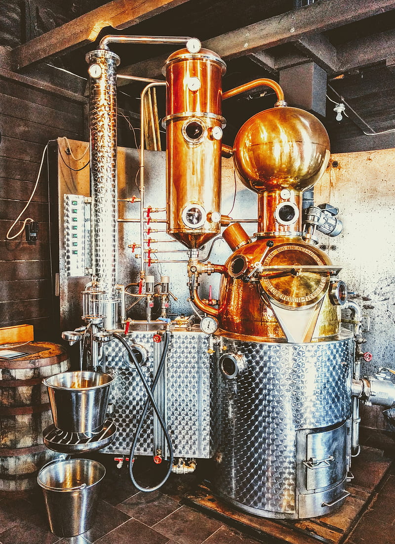 Ironworks Distillery, alcohol, copper, steampunk, still, whiskey, HD phone wallpaper