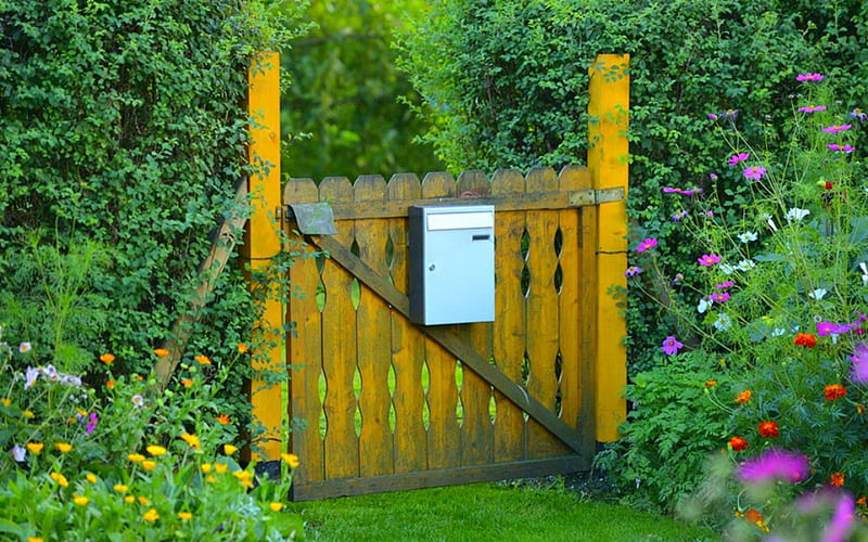 Mailbox, gate, flowers, plants, HD wallpaper | Peakpx