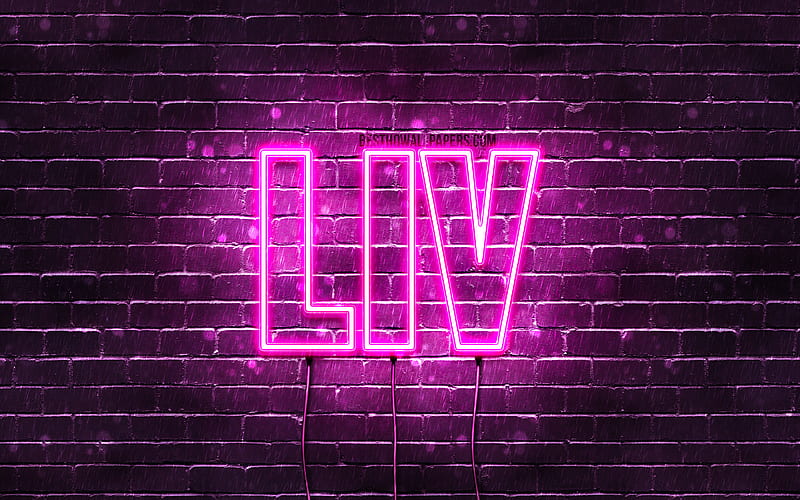 Liv with names, female names, Liv name, purple neon lights, horizontal text, with Liv name, HD wallpaper