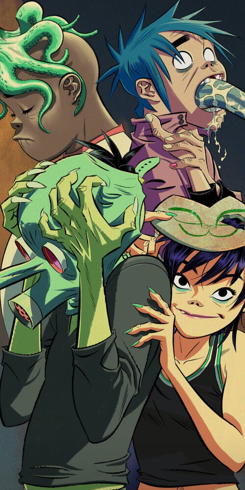 The lost cord art, 2d, gorillaz, murdoc, noodle, russel, the lost chord, HD phone wallpaper
