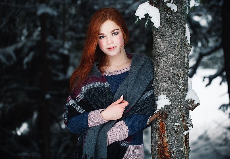 girl, redhead, woman, winter, model, iarna, HD wallpaper | Peakpx
