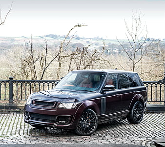 Tuned Range Rover, black, britain, england, range rover, red, trees, tuned, HD wallpaper