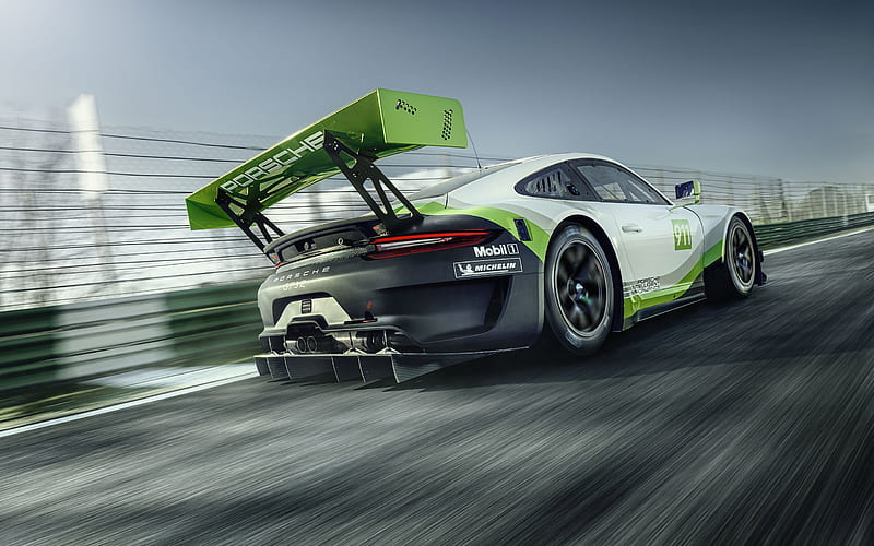 Porsche 911 GT3 R, 2019, racing car, rear view, exterior, supercar, racing track, German sports cars, Porsche, HD wallpaper