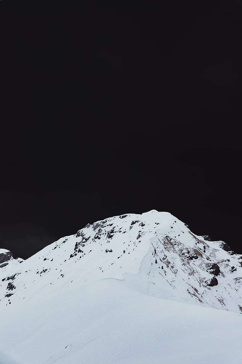 mountain, peak, snowy, landscape, winter, HD phone wallpaper