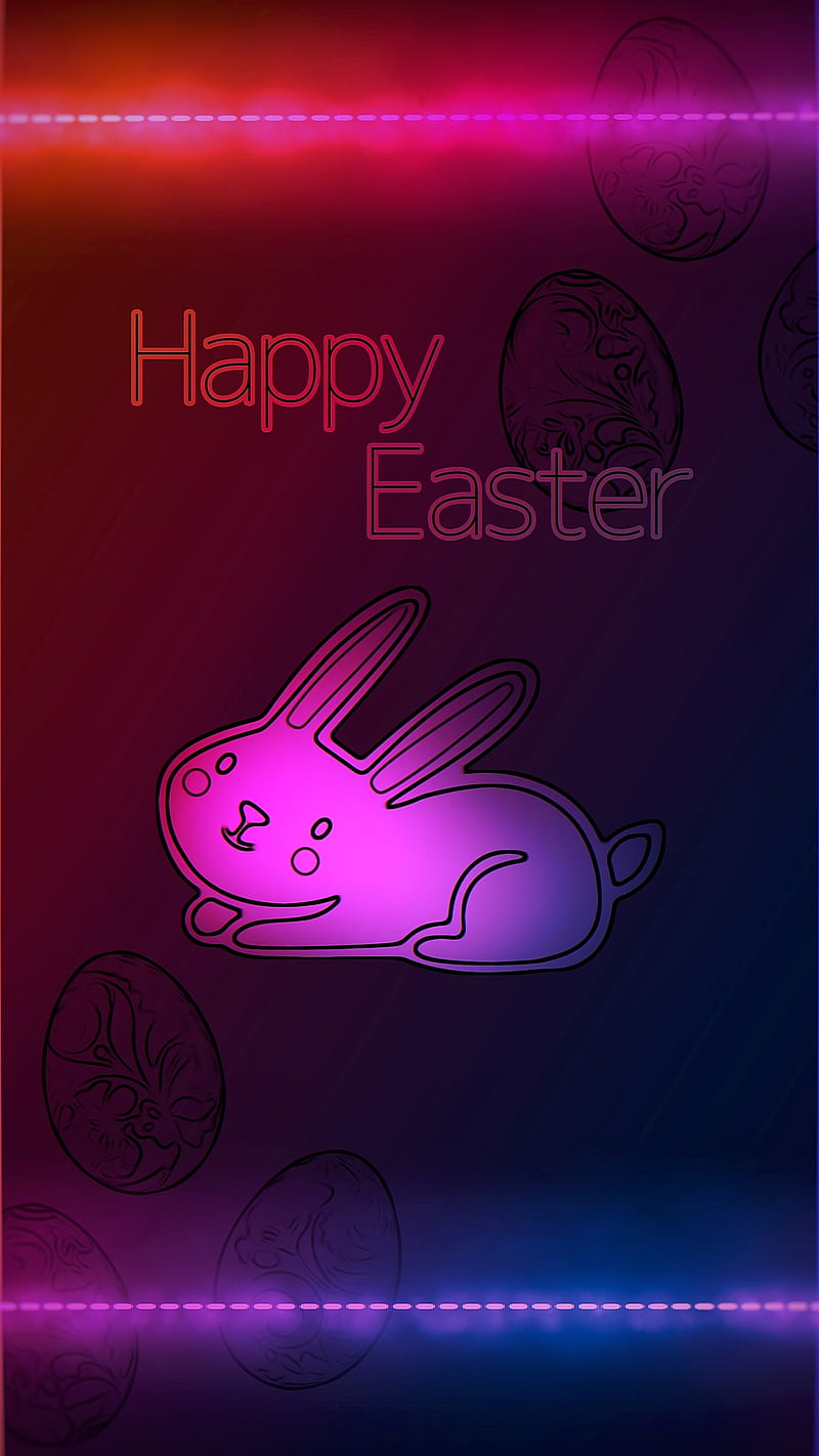 Happy Easter, 3d, blur, bunny, cute, eggs, frames, holidays, neon, HD phone  wallpaper | Peakpx