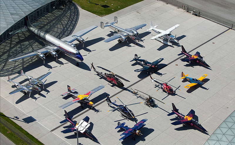 The Red Bull Aviation Fleet, Jets, Aircraft, Helicopters, WWII, Red Bull, HD wallpaper