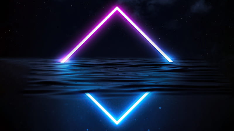 Glowing Triangle Neon, neon, triangle, abstract, HD wallpaper