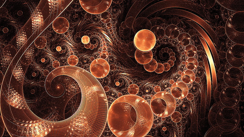 Light Orange Brown Balls Swirl Shape Fractal Pattern Abstract, HD wallpaper