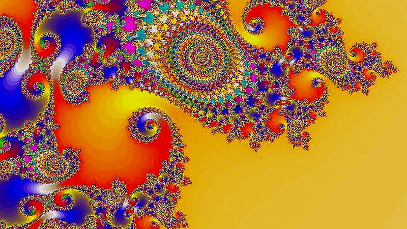 Bobbles, gold, abstract, blue, fractal, HD wallpaper