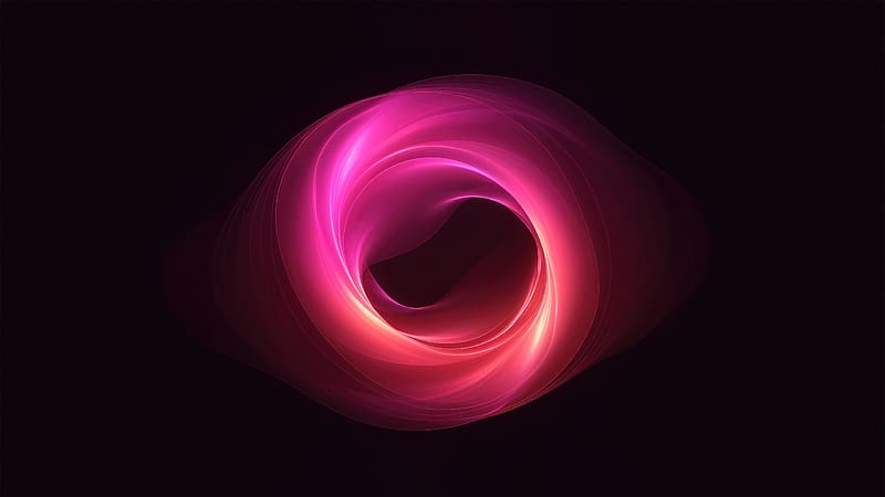 Glowing Circle Pink Glow, abstract, artist, artwork, digital-art, dark, black, oled, HD wallpaper