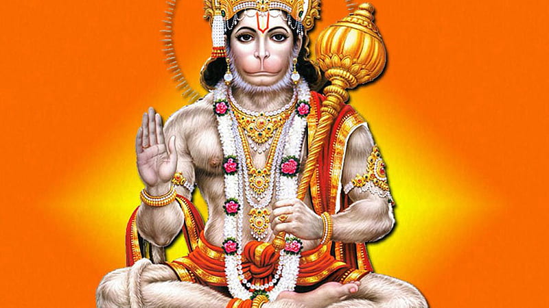 Lord Hanuman With Gada In Yellow Red Background Hanuman, HD wallpaper |  Peakpx