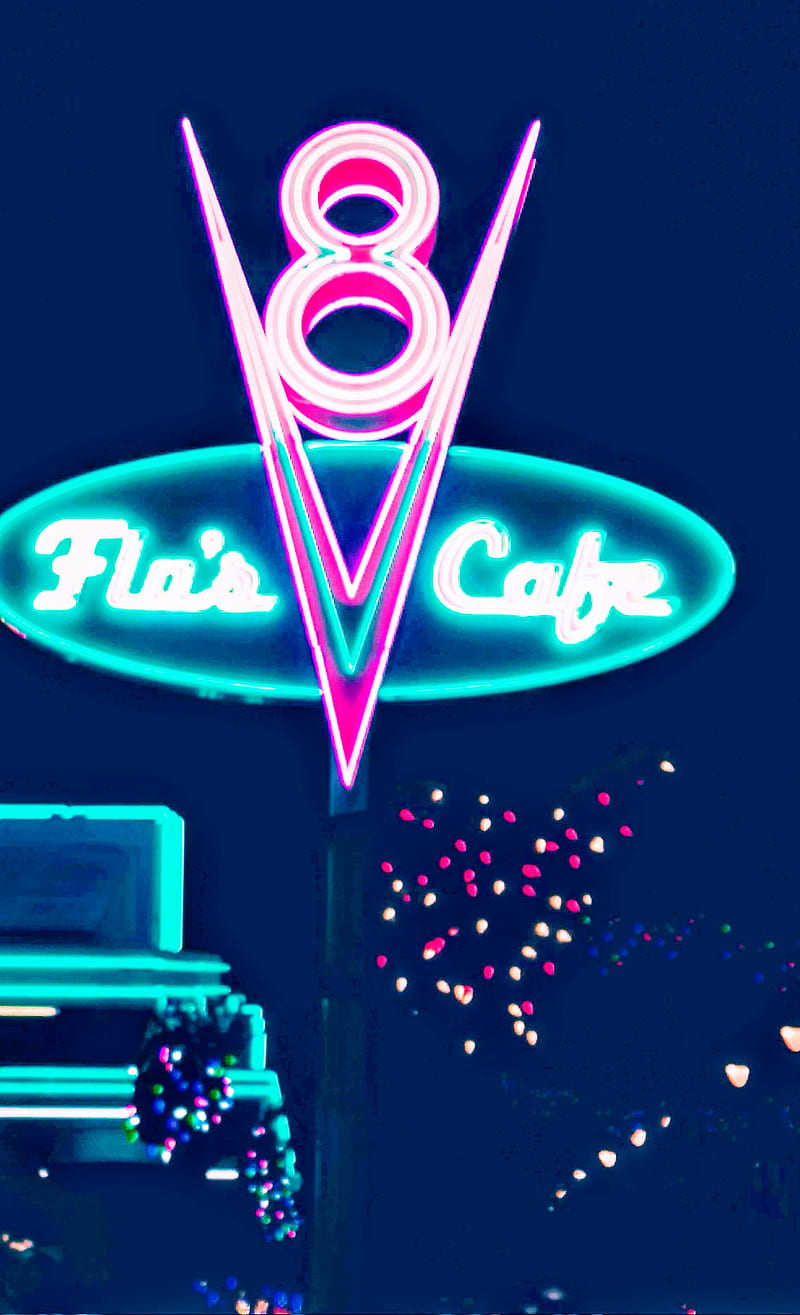 Flo Cafe, logo, neon, HD phone wallpaper