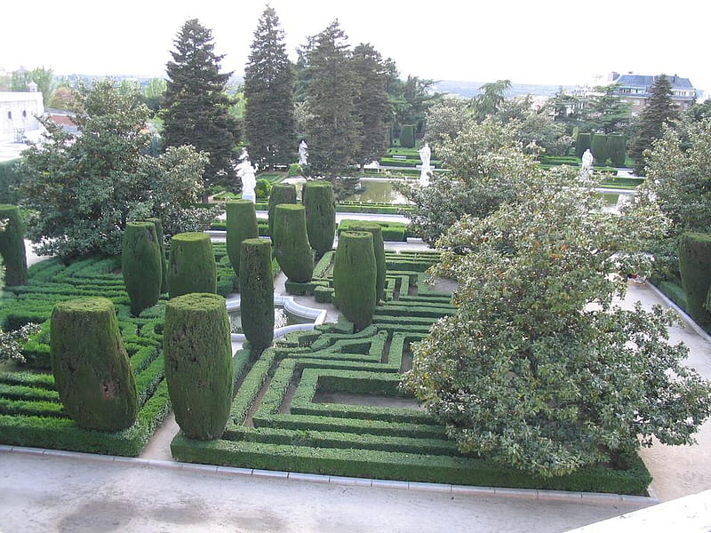 Royal Palace's Gardens--Spain--., arquitecture, HD wallpaper