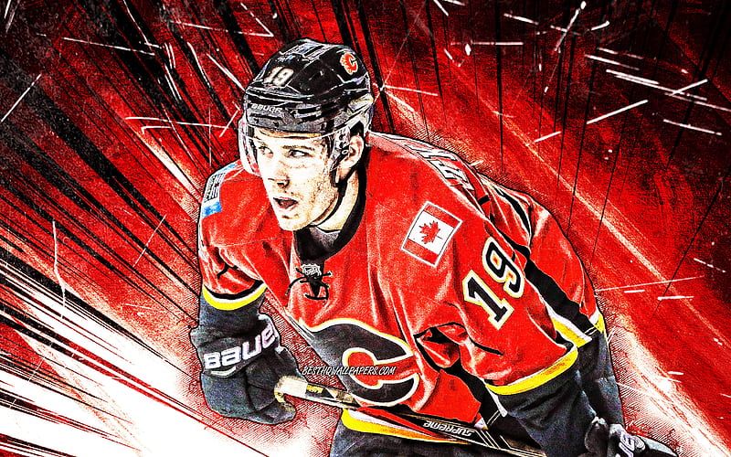 Mark Giordano, Calgary Flames, NHL, red stone background, canadian